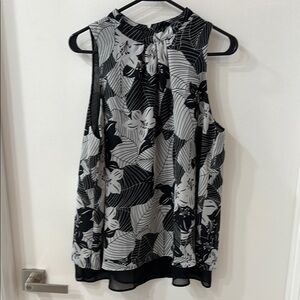 Charming Charlie Black and White Floral Blouse
